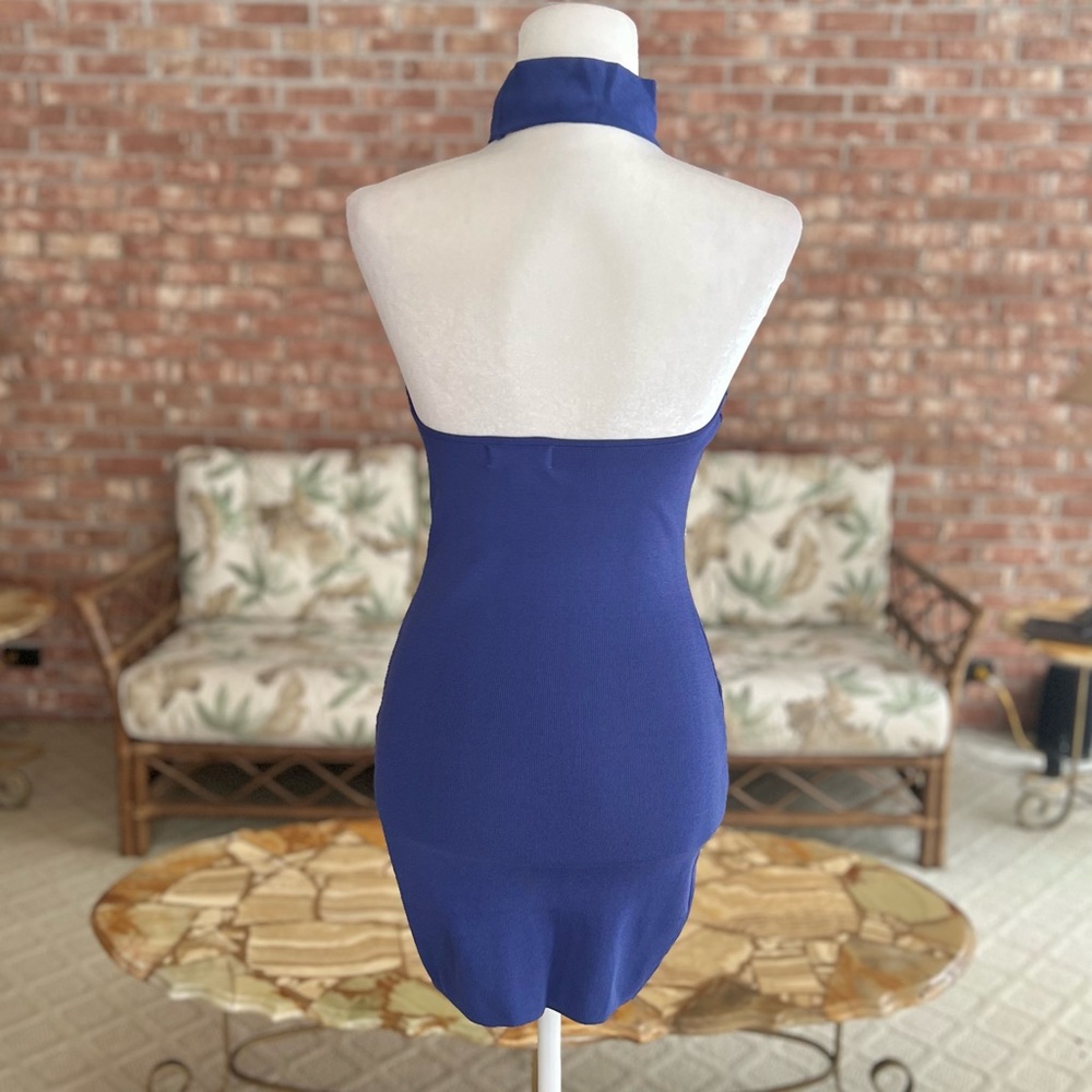 By The Way Dress Bodycon Bandage Halter Periwinkle Blue S Backless Cocktail - Picture 5 of 10